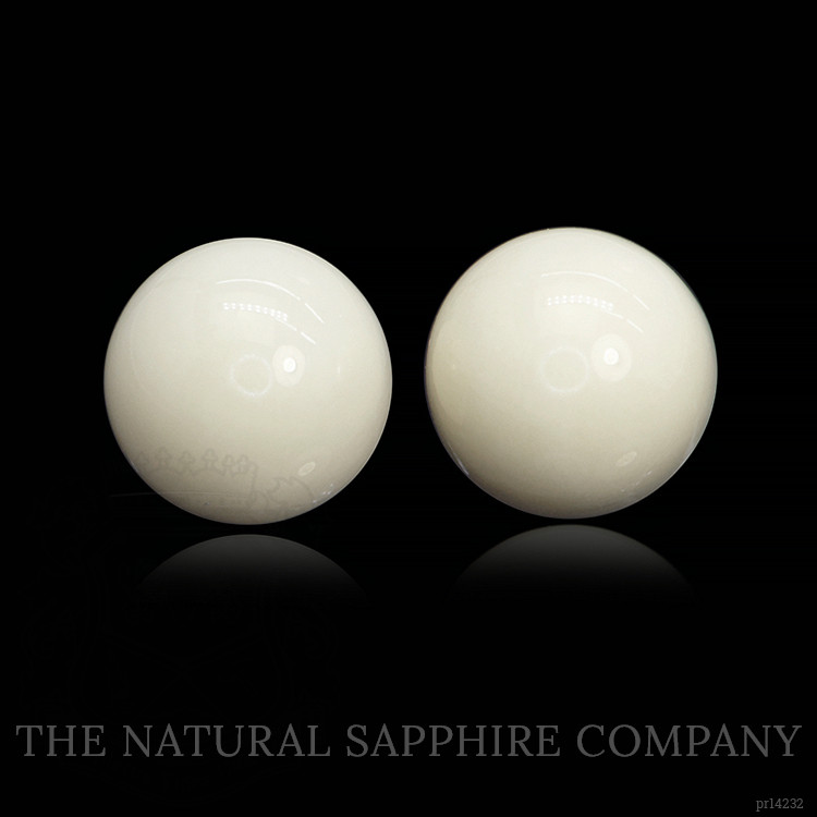 3.65 Ct.Tw. Salmon and White Cabochon Coral Pair from Italy