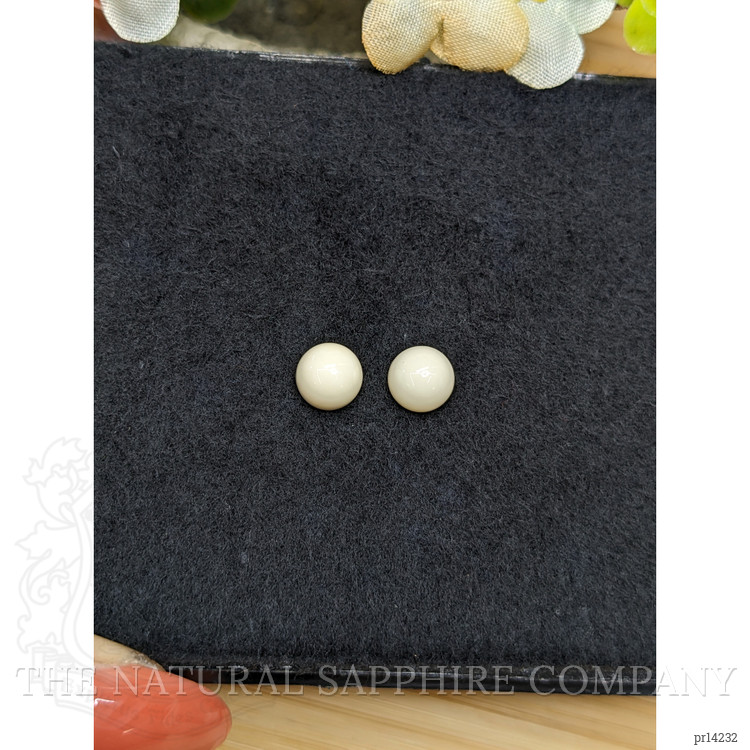 3.65 Ct.Tw. Salmon and White Cabochon Coral Pair from Italy