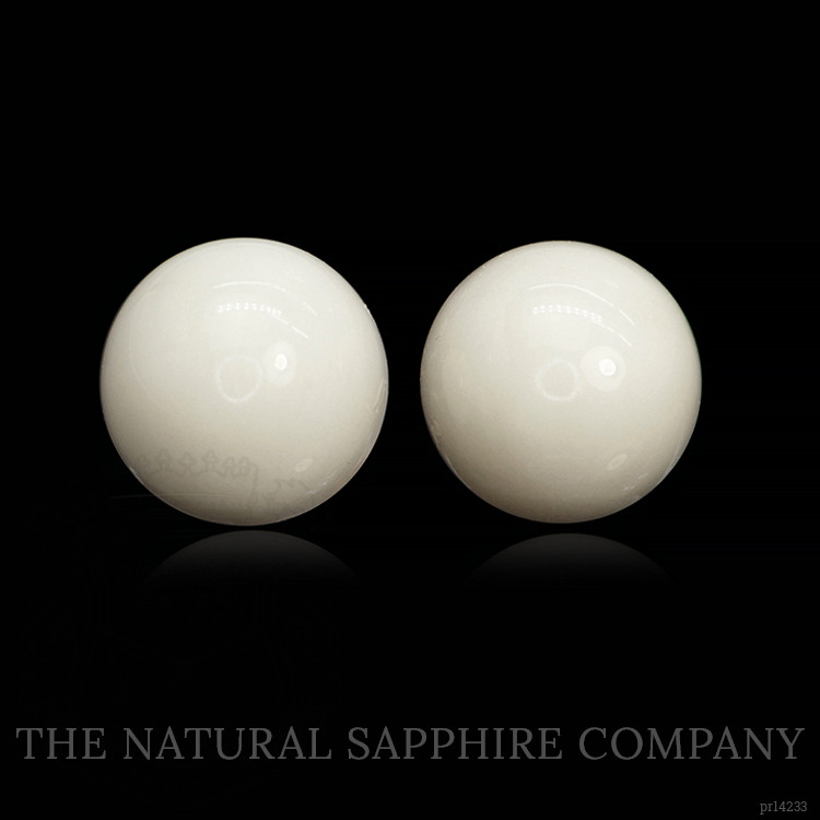 3.22 Ct.Tw. Salmon and White Cabochon Coral Pair from Italy