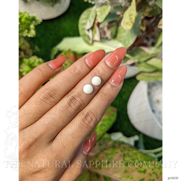 3.22 Ct.Tw. Salmon and White Cabochon Coral Pair from Italy