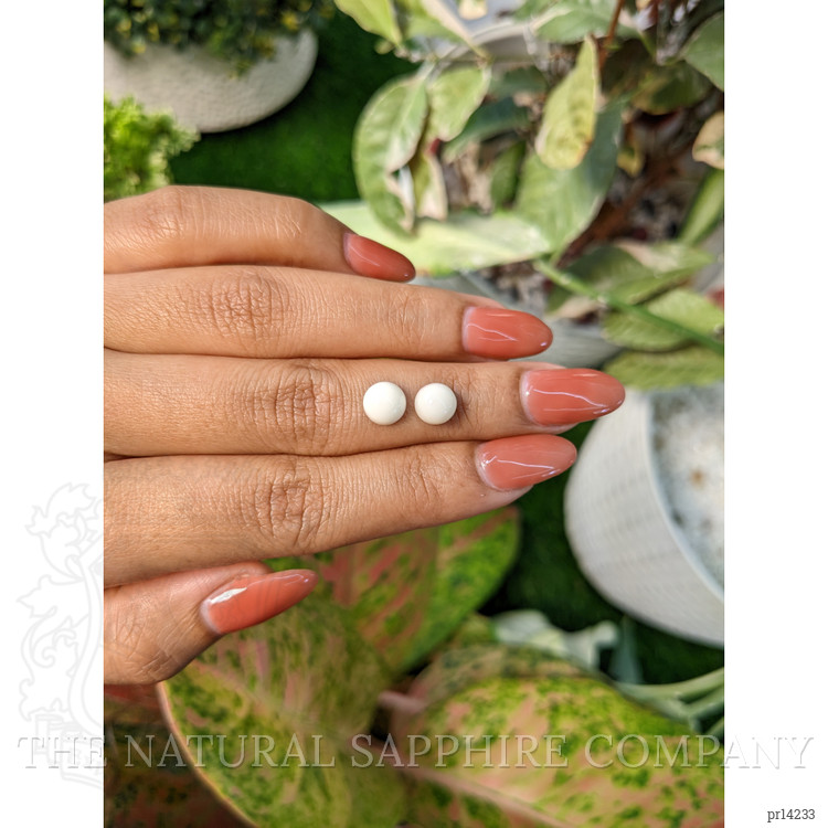 3.22 Ct.Tw. Salmon and White Cabochon Coral Pair from Italy