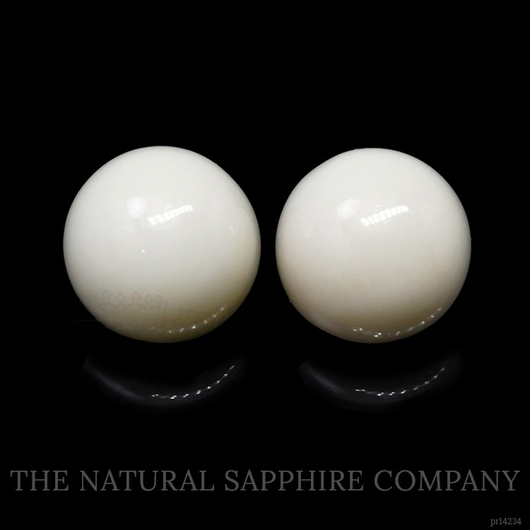 3.47 Ct.Tw. Salmon and White Cabochon Coral Pair from Italy