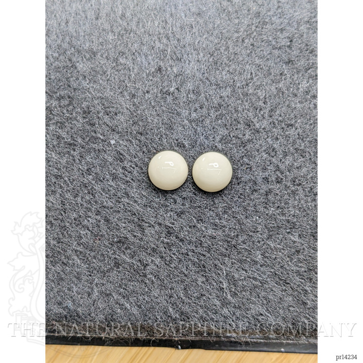 3.47 Ct.Tw. Salmon and White Cabochon Coral Pair from Italy