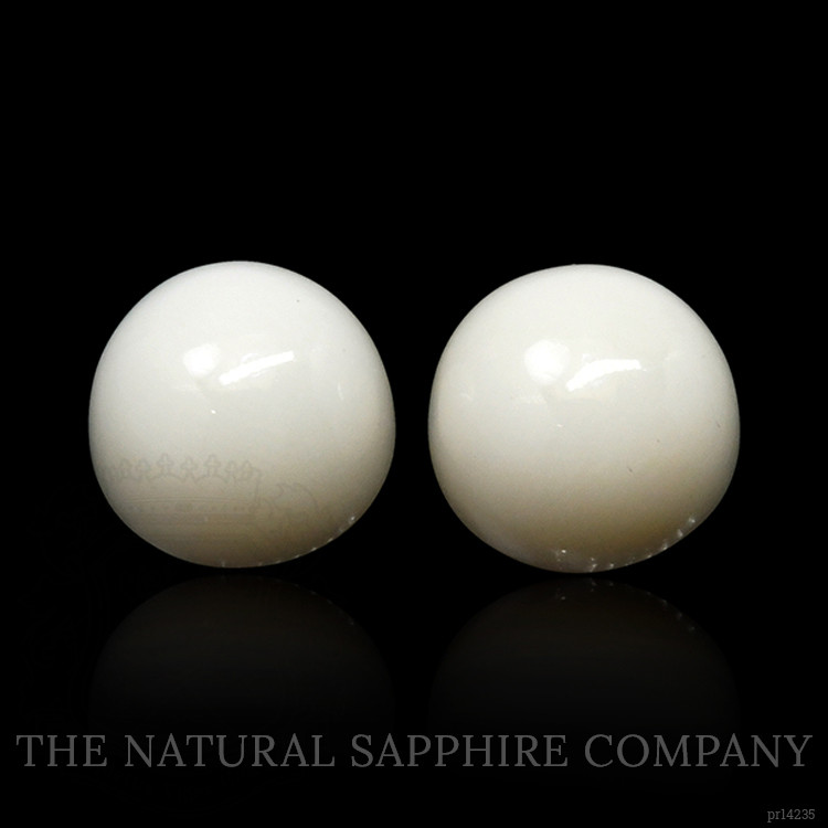 3.91 Ct.Tw. Salmon and White Cabochon Coral Pair from Italy