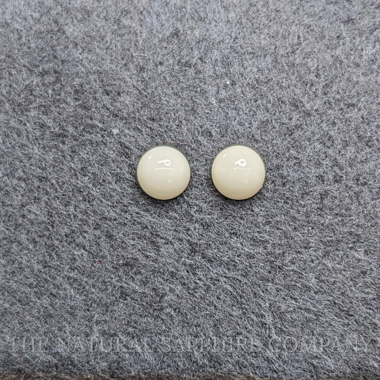 3.91 Ct.Tw. Salmon and White Cabochon Coral Pair from Italy
