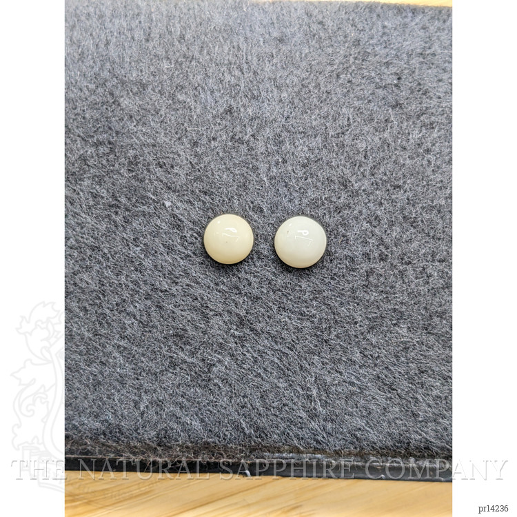 3.53 Ct.Tw. Salmon and White Cabochon Coral Pair from Italy