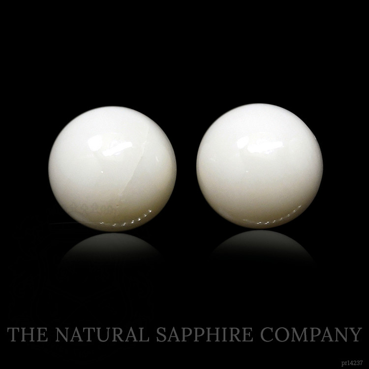 3.53 Ct.Tw. Salmon and White Cabochon Coral Pair from Italy
