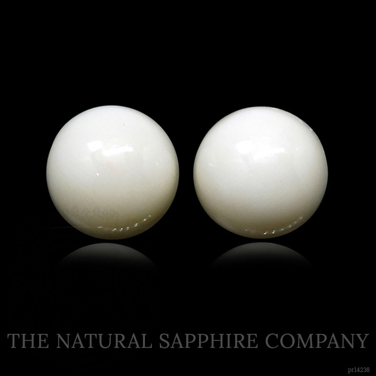 3.61 Ct.Tw. Salmon and White Cabochon Coral Pair from Italy