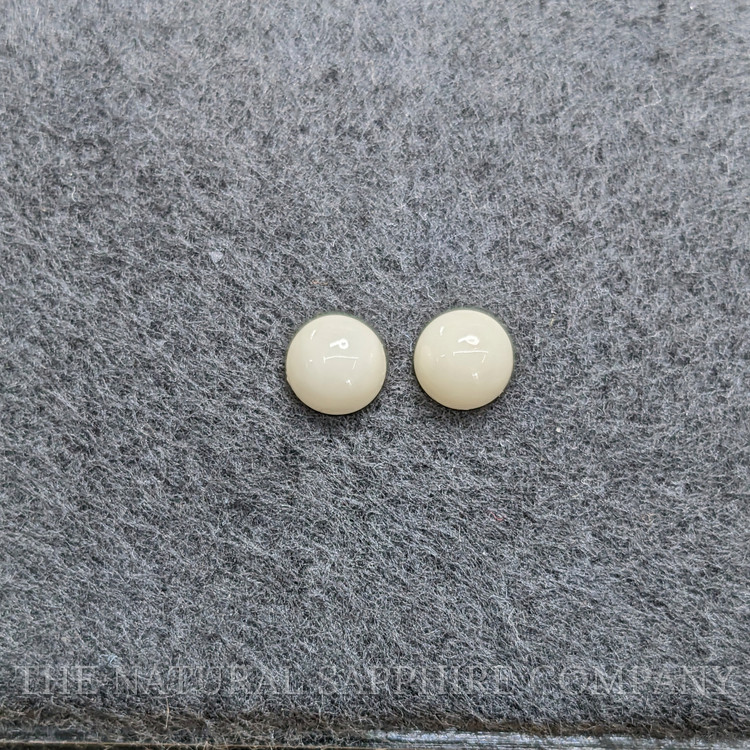 3.61 Ct.Tw. Salmon and White Cabochon Coral Pair from Italy