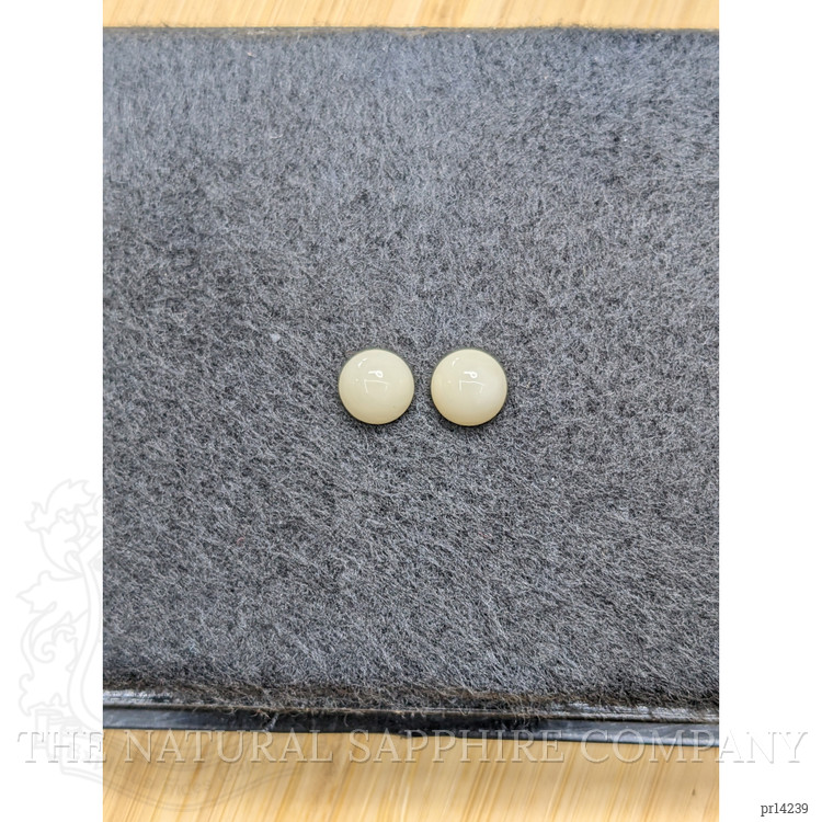 3.42 Ct.Tw. Salmon and White Cabochon Coral Pair from Italy