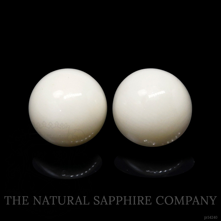 3.51 Ct.Tw. Salmon and White Cabochon Coral Pair from Italy