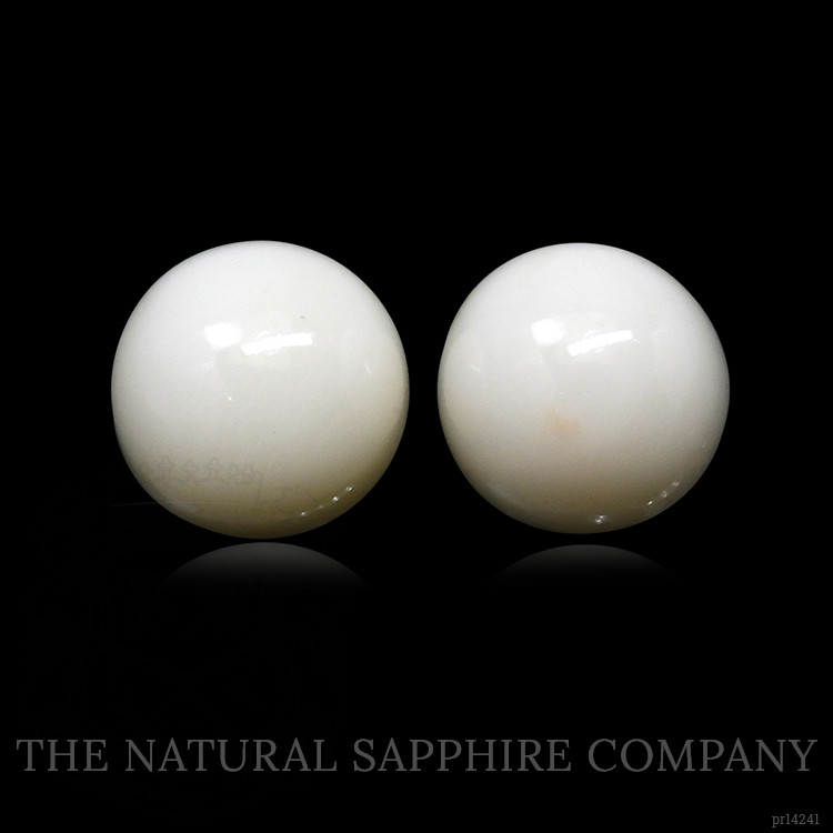 3.48 Ct.Tw. Salmon and White Cabochon Coral Pair from Italy