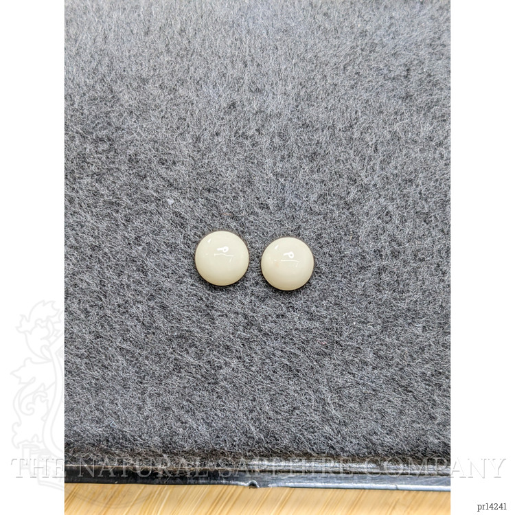 3.48 Ct.Tw. Salmon and White Cabochon Coral Pair from Italy