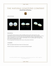 0.95 Ct.Tw.Total Carat Weight Multi Color Cabochon White Opal (Light Opal) Pair from Brazil Appraisal