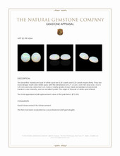 0.73 Ct.Tw.Total Carat Weight Multi Color Cabochon White Opal (Light Opal) Pair from Brazil Appraisal