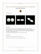 0.73 Ct.Tw.Total Carat Weight Multi Color Cabochon White Opal (Light Opal) Pair from Brazil Appraisal