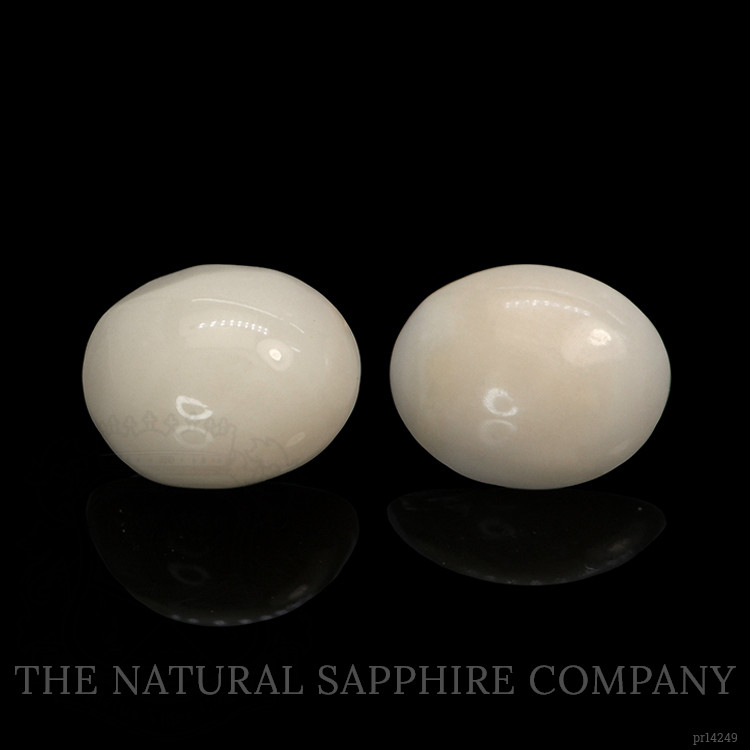 3.10 Ct.Tw. Salmon and White Cabochon Coral Pair from Italy