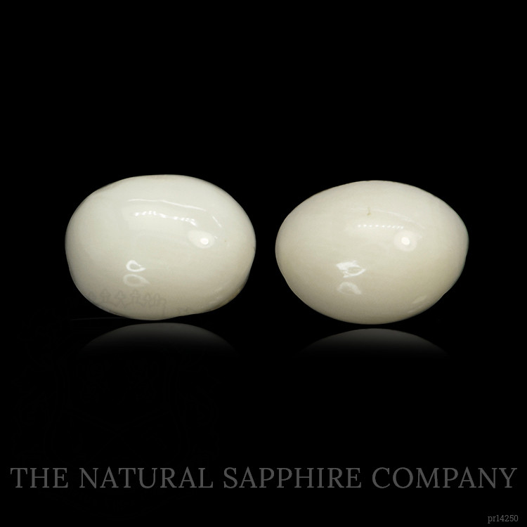 2.84 Ct.Tw. Salmon and White Cabochon Coral Pair from Italy