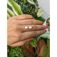 2.84 Ct.Tw.Total Carat Weight Salmon and White Cabochon Coral Pair from Italy Life Style