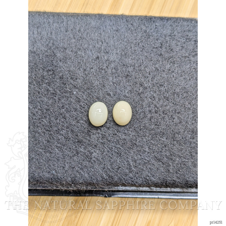 4.98 Ct.Tw. Salmon and White Cabochon Coral Pair from Italy