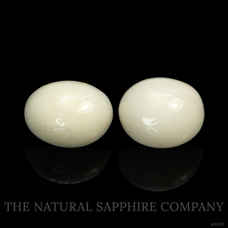 3.38 Ct.Tw. Salmon and White Cabochon Coral Pair from Italy