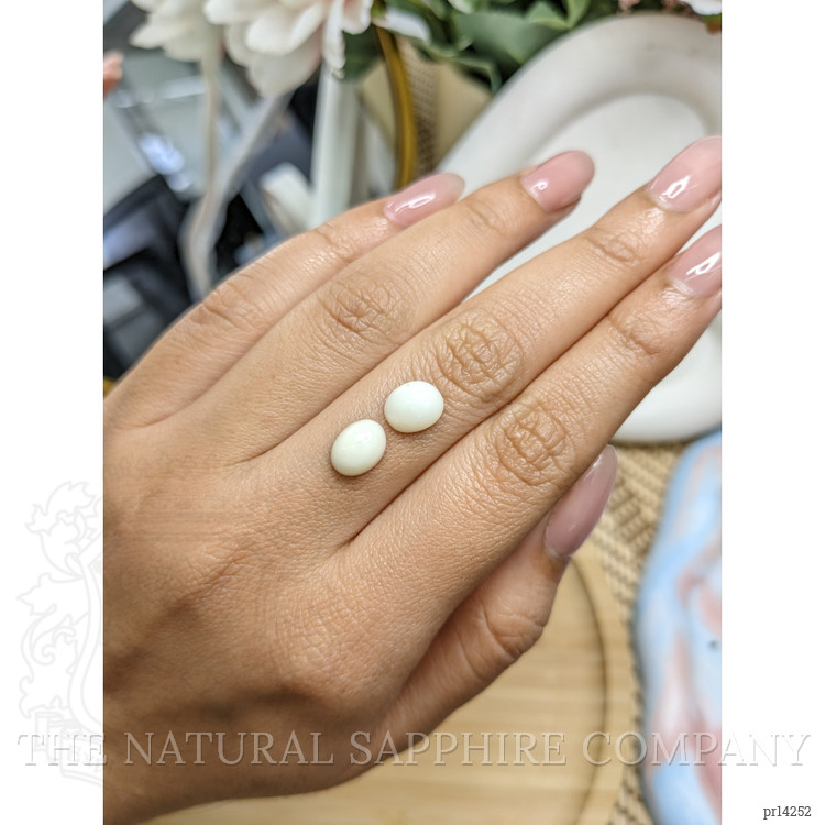 3.38 Ct.Tw. Salmon and White Cabochon Coral Pair from Italy
