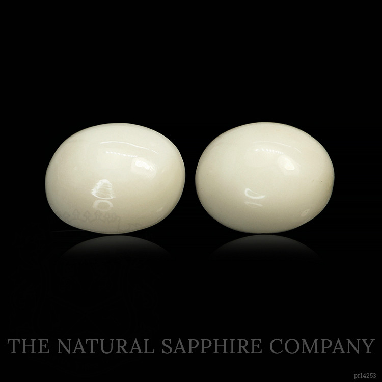 4.12 Ct.Tw. Salmon and White Cabochon Coral Pair from Italy