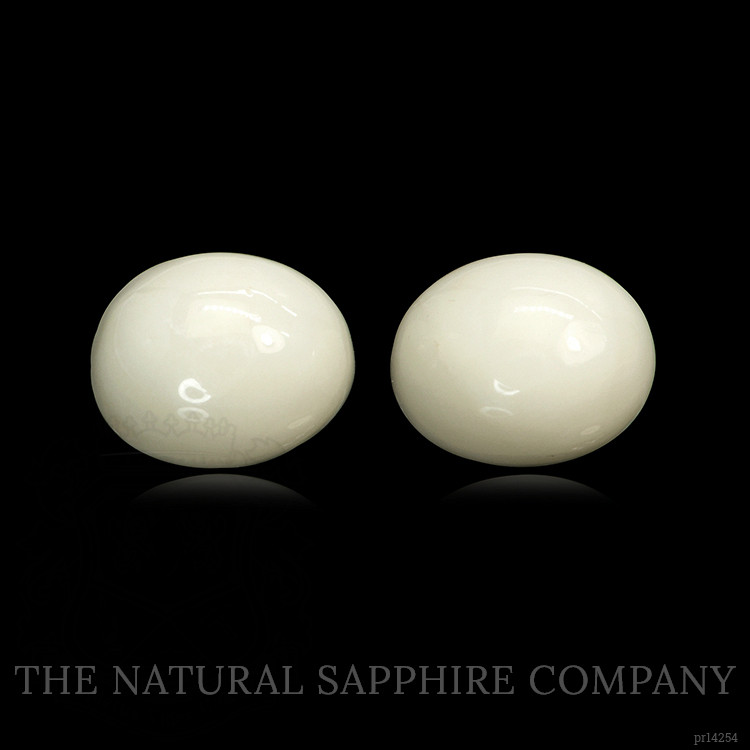 4.68 Ct.Tw. Salmon and White Cabochon Coral Pair from Italy