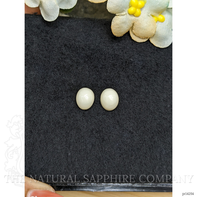 4.68 Ct.Tw. Salmon and White Cabochon Coral Pair from Italy