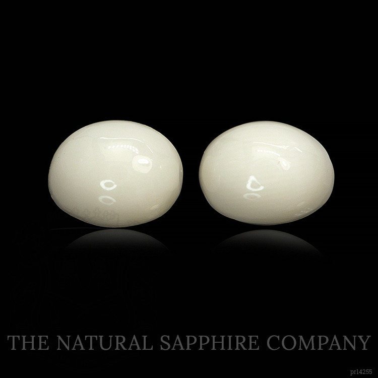 3.35 Ct.Tw. Salmon and White Cabochon Coral Pair from Italy
