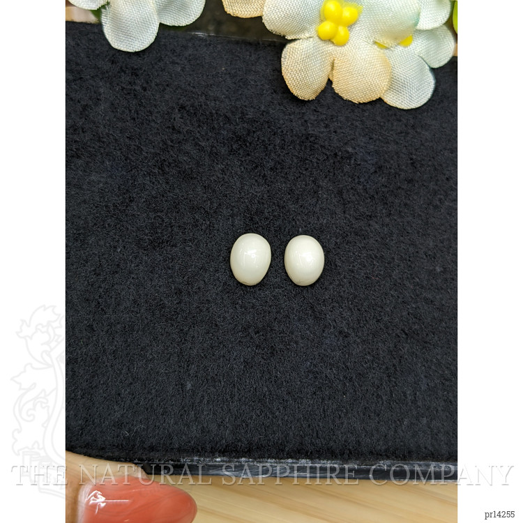 3.35 Ct.Tw. Salmon and White Cabochon Coral Pair from Italy
