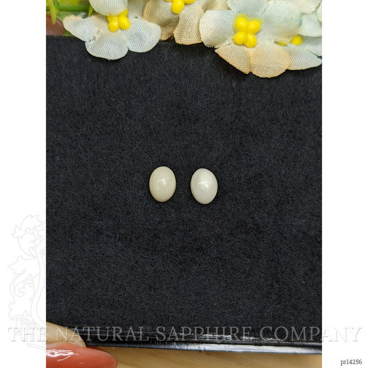 2.37 Ct.Tw. Salmon and White Cabochon Coral Pair from Italy