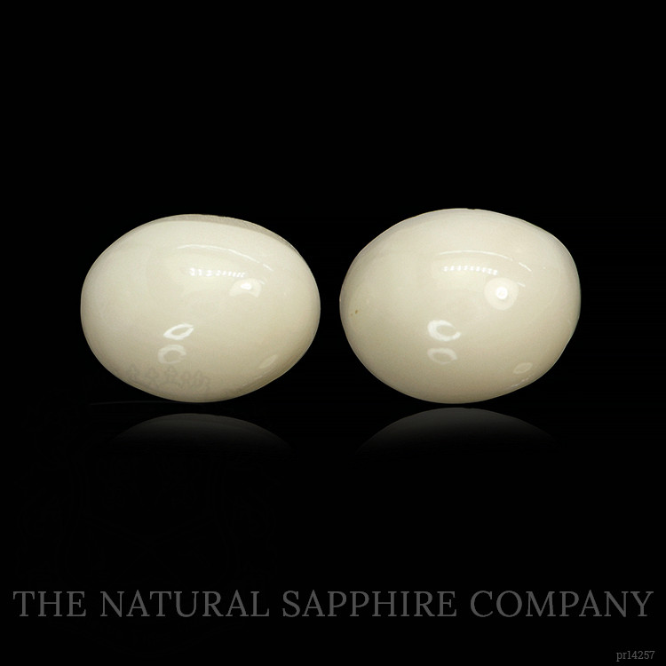 3.32 Ct.Tw. Salmon and White Cabochon Coral Pair from Italy