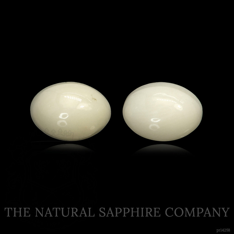 2.91 Ct.Tw. Salmon and White Cabochon Coral Pair from Italy