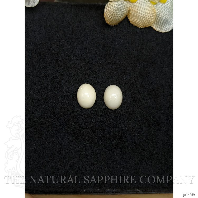 2.94 Ct.Tw. Salmon and White Cabochon Coral Pair from Italy