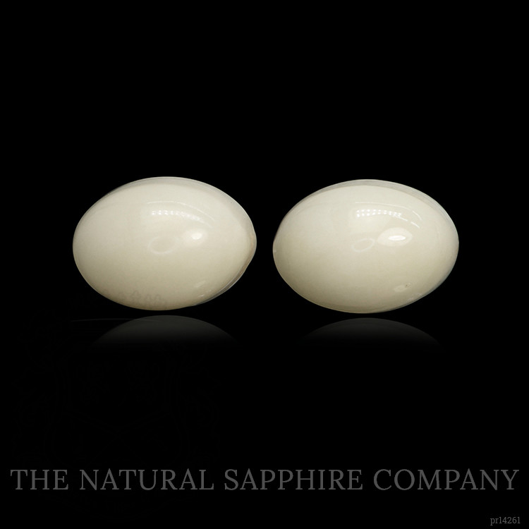 3.26 Ct.Tw. Salmon and White Cabochon Coral Pair from Italy