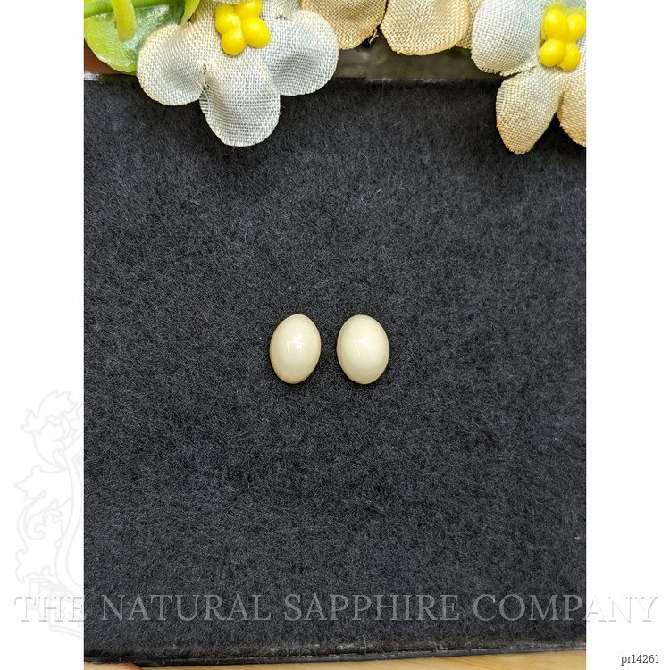 3.26 Ct.Tw. Salmon and White Cabochon Coral Pair from Italy