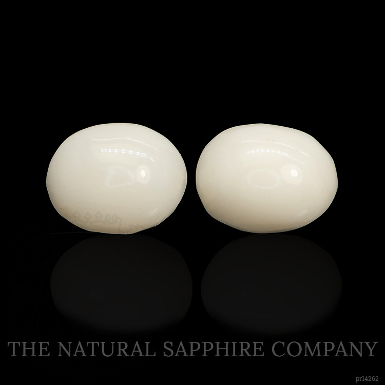 2.77 Ct.Tw. Salmon and White Cabochon Coral Pair from Italy