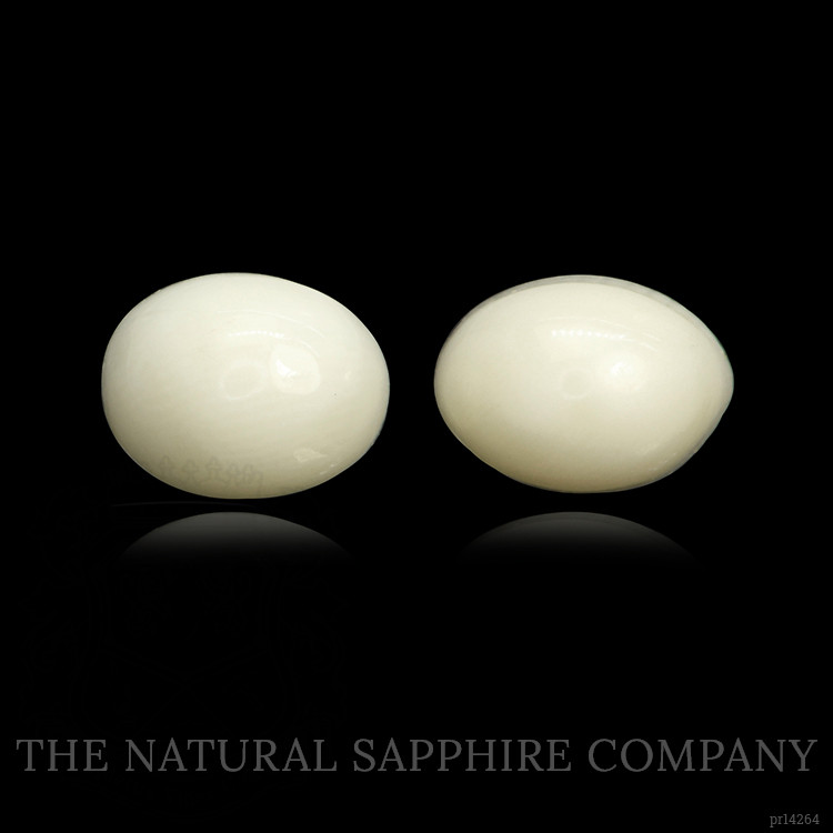 3.00 Ct.Tw. Salmon and White Cabochon Coral Pair from Italy
