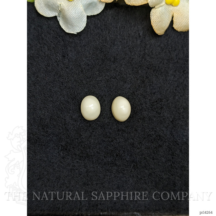 3.00 Ct.Tw. Salmon and White Cabochon Coral Pair from Italy