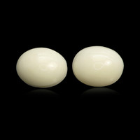 3.81 Ct.Tw.Total Carat Weight Salmon and White Cabochon Coral Pair from Italy Image
