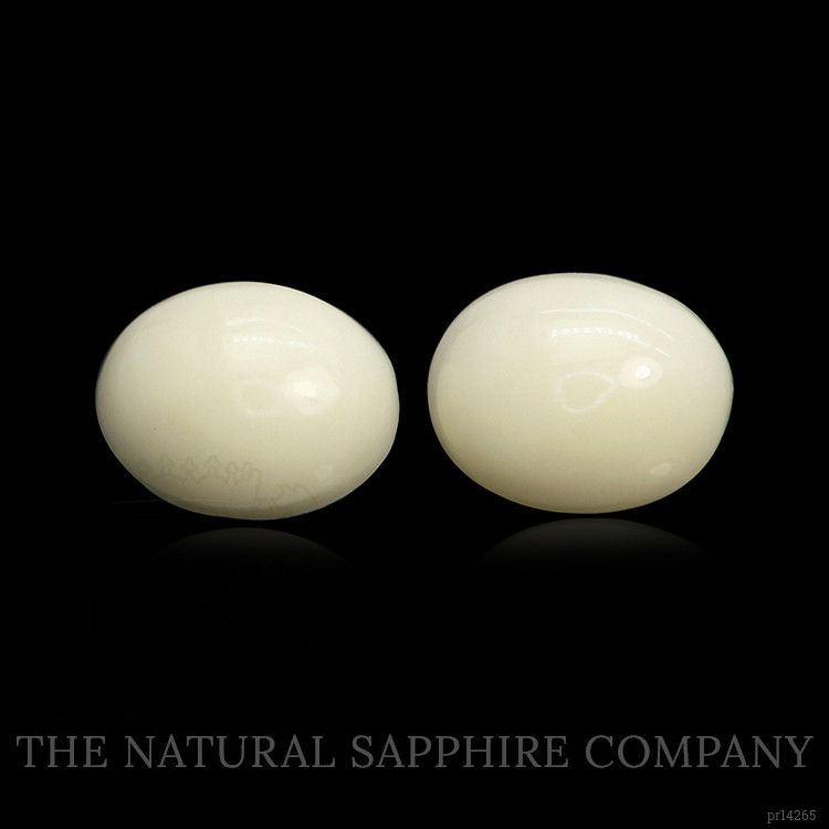 3.81 Ct.Tw. Salmon and White Cabochon Coral Pair from Italy
