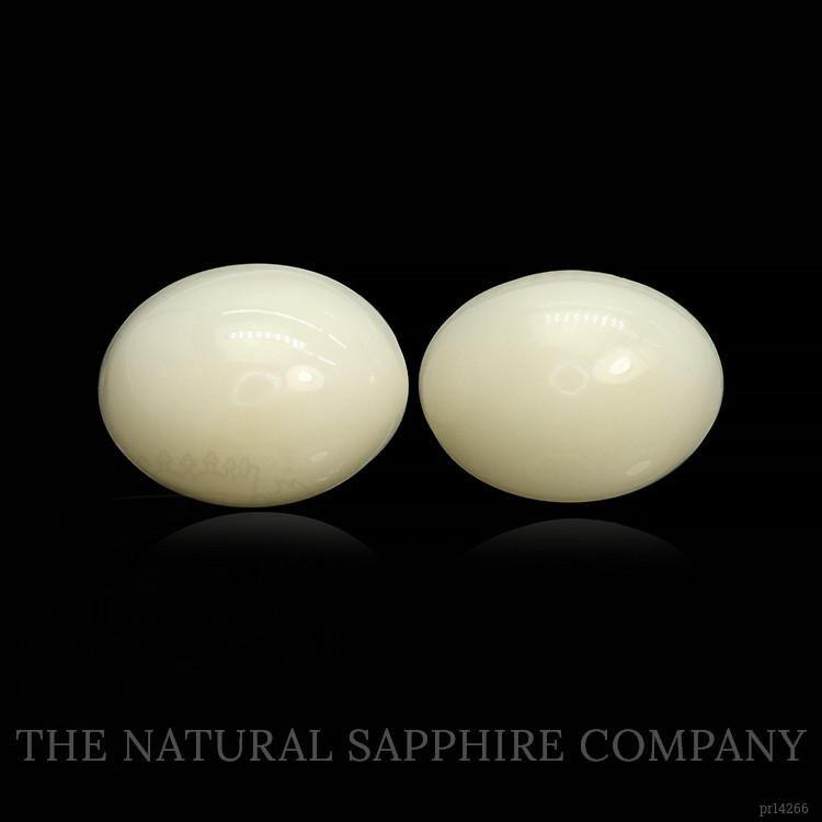 4.20 Ct.Tw. Salmon and White Cabochon Coral Pair from Italy