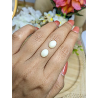 4.20 Ct.Tw.Total Carat Weight Salmon and White Cabochon Coral Pair from Italy Life Style