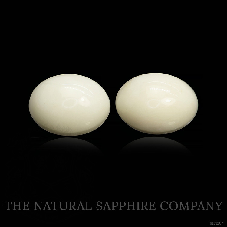 3.74 Ct.Tw. Salmon and White Cabochon Coral Pair from Italy