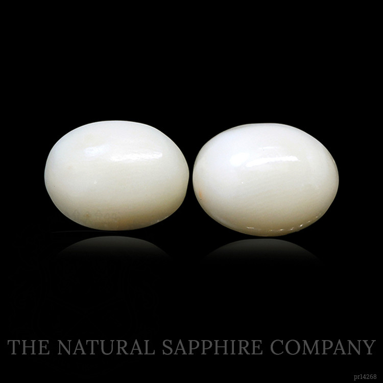3.94 Ct.Tw. Salmon and White Cabochon Coral Pair from Italy