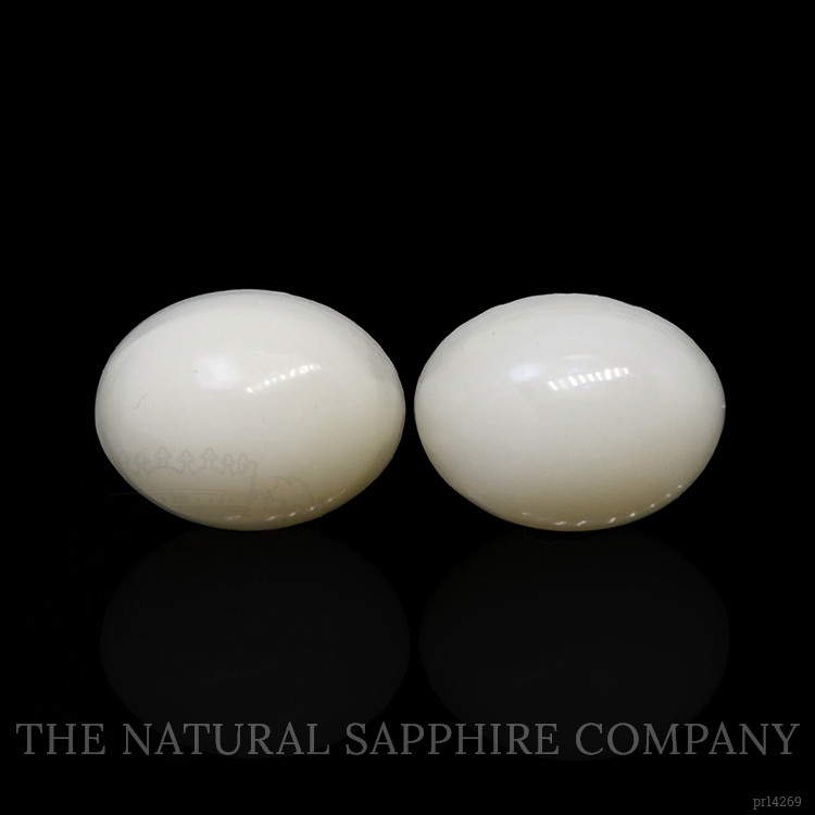4.19 Ct.Tw. Salmon and White Cabochon Coral Pair from Italy