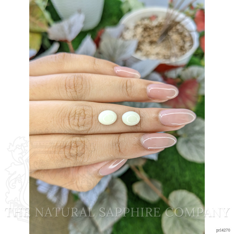4.22 Ct.Tw. Salmon and White Cabochon Coral Pair from Italy