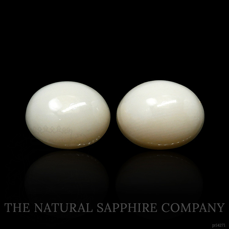 4.52 Ct.Tw. Salmon and White Cabochon Coral Pair from Italy