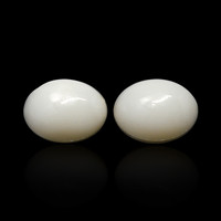 4.08 Ct.Tw.Total Carat Weight Salmon and White Cabochon Coral Pair from Italy Image